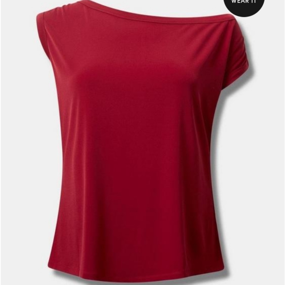 NWT TORRID Studio Knit Off the Shoulder Top Red TORRID Size 3(22-24)